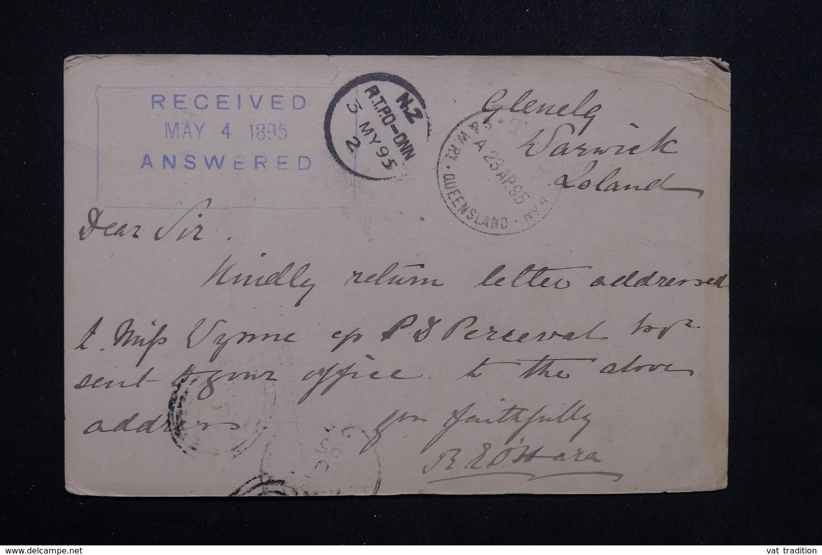 QUEENSLAND - Entier Postal Pour La Nouvelle Zélande En 1895 - L 23574 - Briefe U. Dokumente