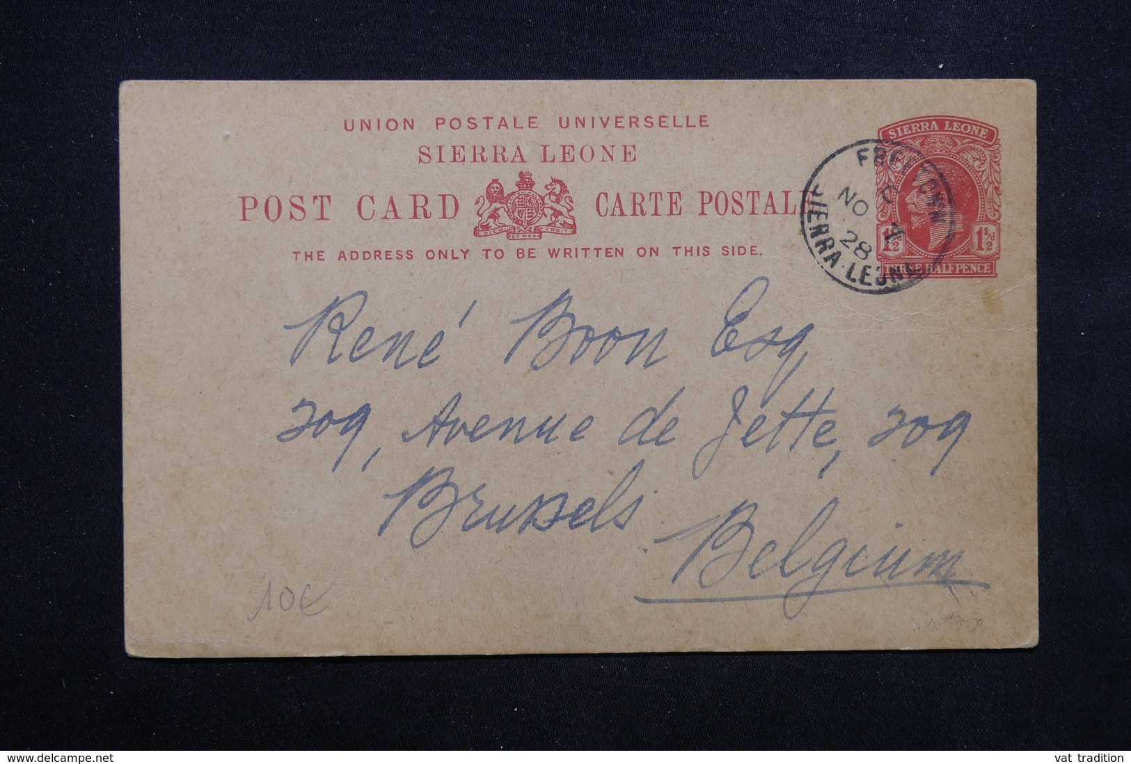SIERRA LEONE - Entier Postal De Freetown Pour Bruxelles En 1928 - L 23577 - Sierra Leone (...-1960)