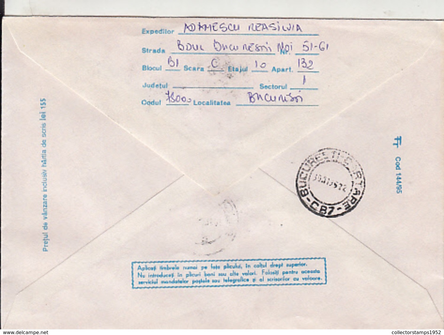 76796- HOUSE SPARROW, BIRDS, REGISTERED COVER STATIONERY, MATHEMATICIAN STAMP, 1995, ROMANIA - Moineaux