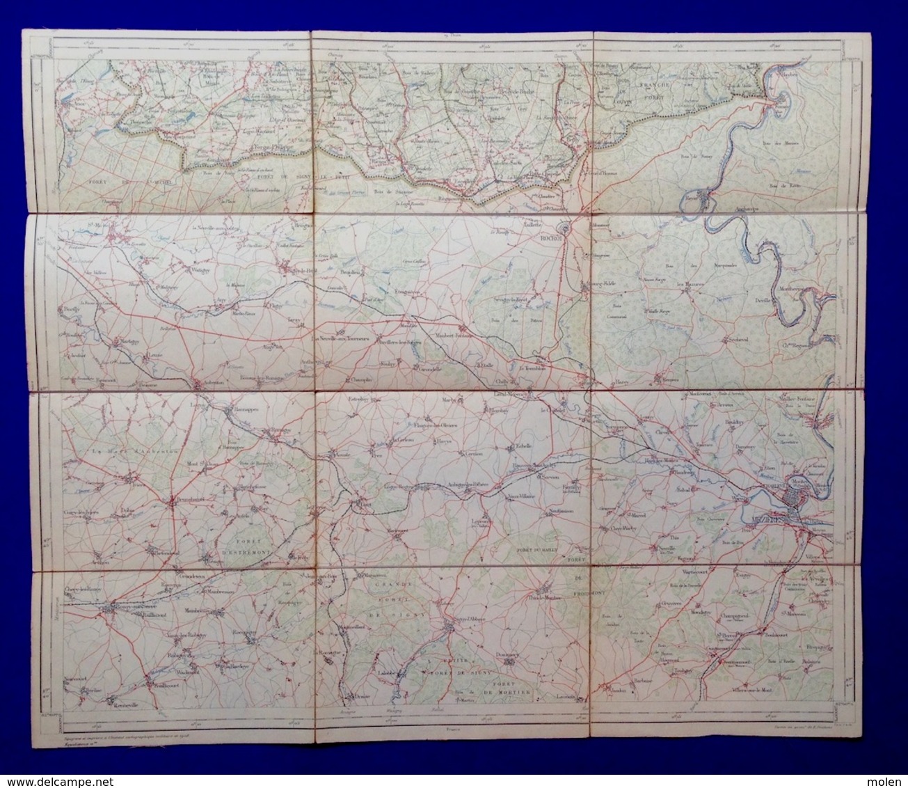 Ca1880 CARTE D ETAT MAJOR SUR TOILE XXII CUL-DES-SARTS COUVIN BRULY ROCROI ANOR FUMAY CHARLEVILLE-MEZIERES DOMMERY S894 - Andere & Zonder Classificatie