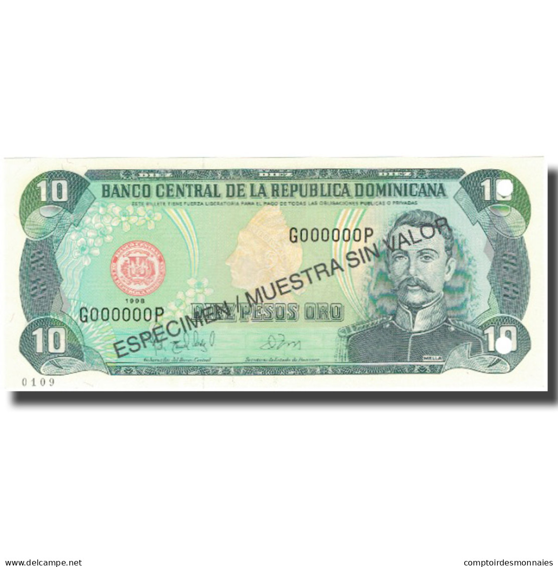 Billet, Dominican Republic, 10 Pesos Oro, 1998, 1998, Specimen, KM:153s, NEUF - Dominicaine