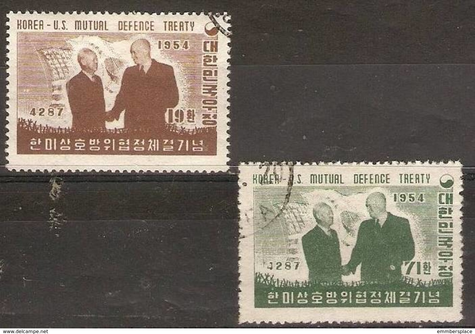 SOUTH KOREA - 1954 USA Defence Pact Used - Corea Del Sud