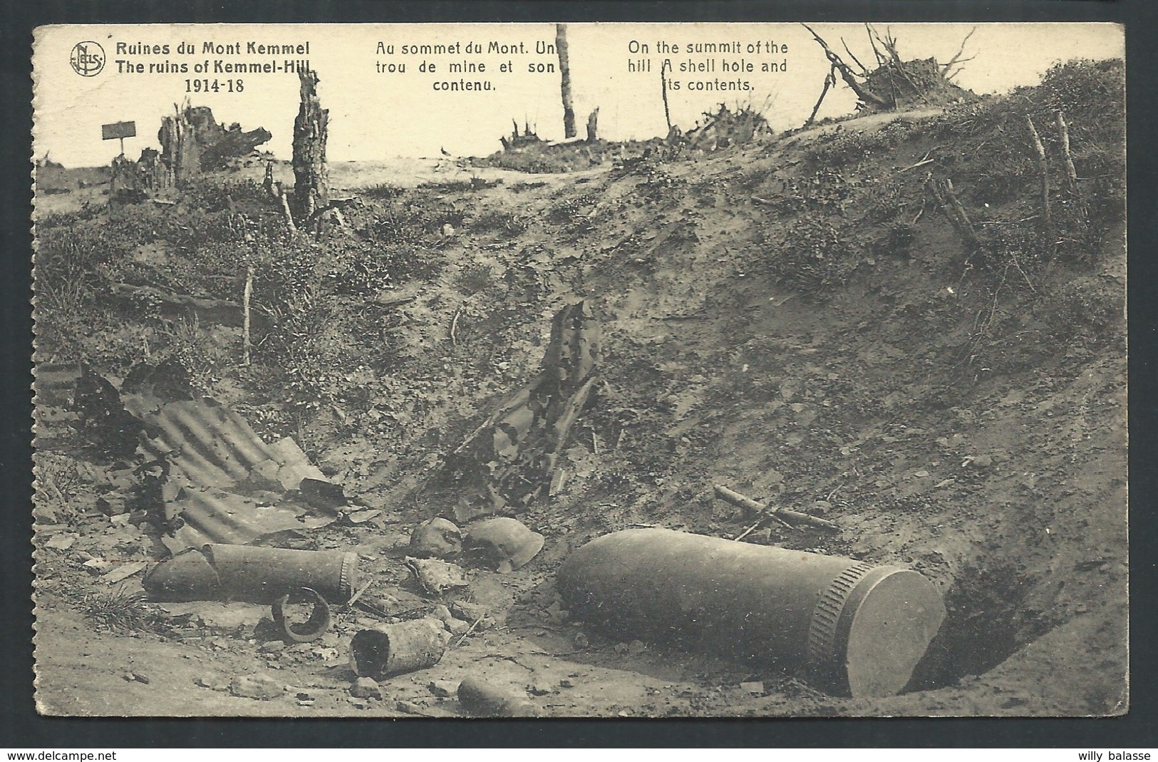 +++ CPA - Ruines De KEMMEL - Guerre 1914-18 -Au Sommet Du Mont - Trou De Mine Et Son Contenu - Publicité Blue Band  // - Heuvelland