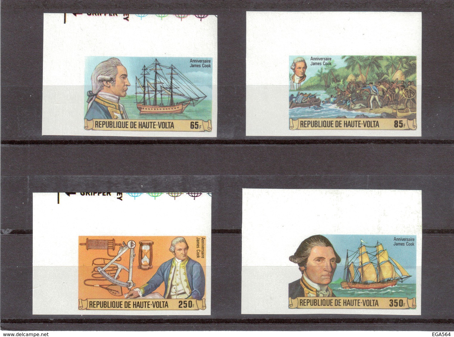 CN1 - UPPER VOLTA - 459 /462 ** MNH De 1978 Non Dentelés Coin De Feuille - CAPTAIN COOK - ENDEAVOUR - RESOLUTION .... - Haute-Volta (1958-1984)