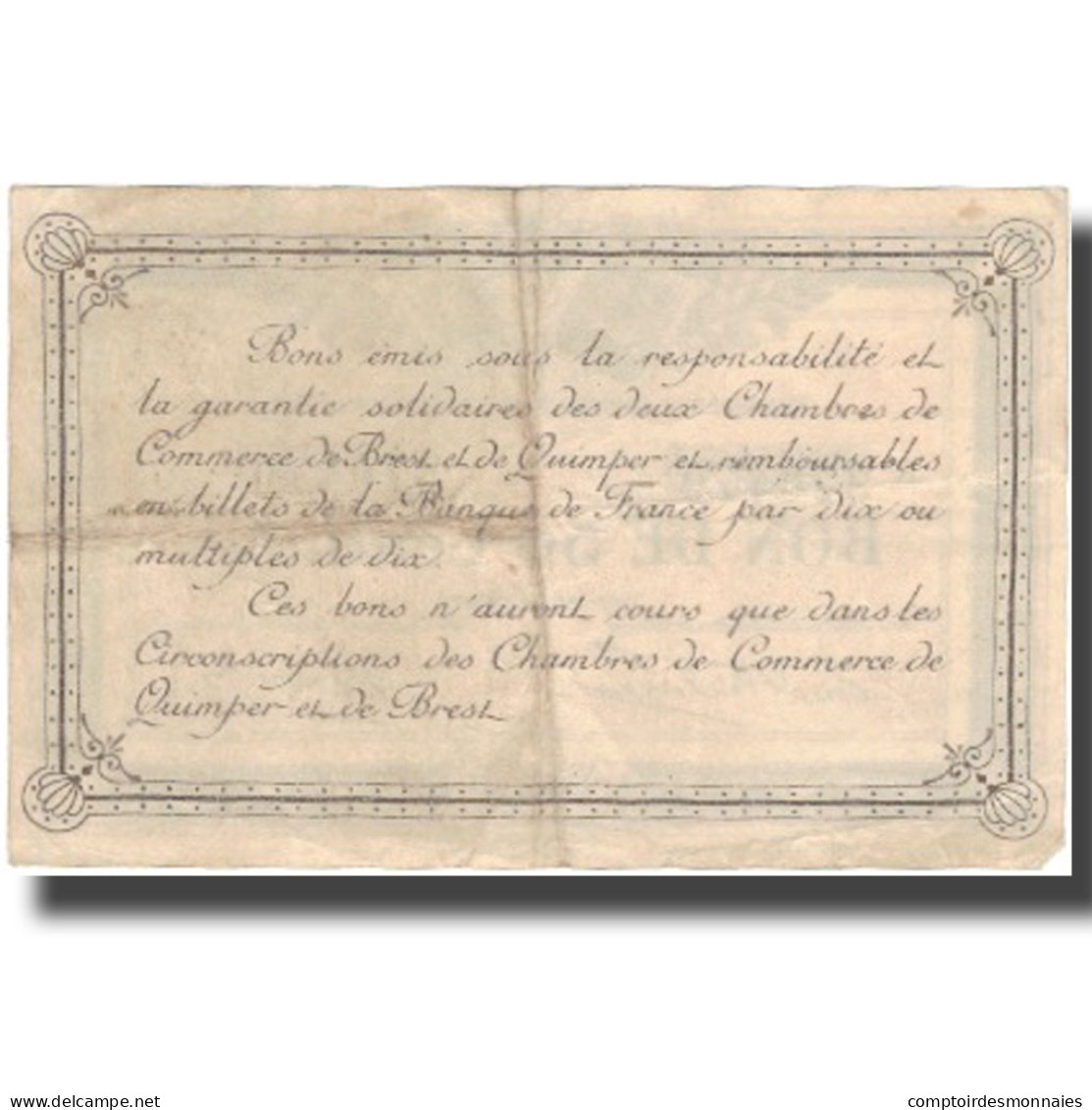 France, Quimper Et Brest, 50 Centimes, 1915, TTB - Bons & Nécessité