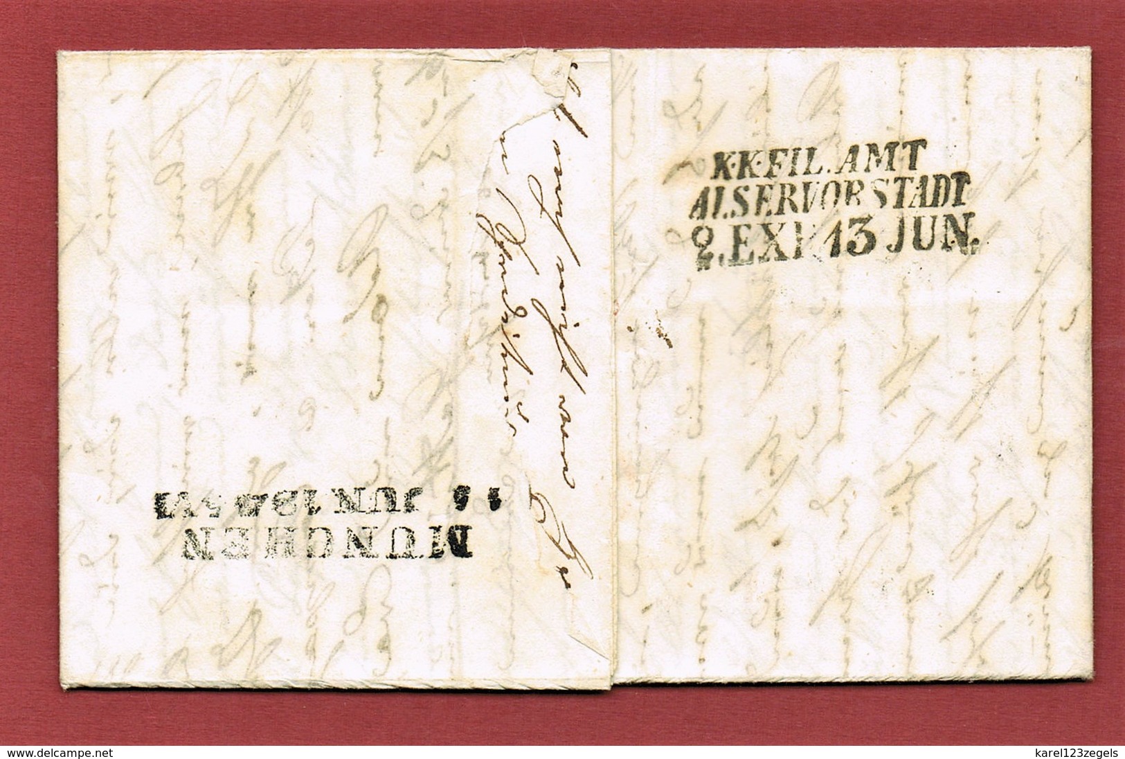 K.K. Filialamt Alservorstadt 2.Exp. 13 Jun (1845)   & Wien  Nach München .O.B.C.Postvertrag 1842 Österreich Bayern - ...-1850 Vorphilatelie