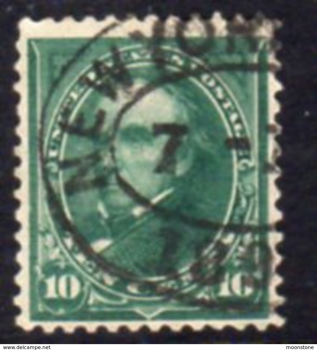 USA 1894-5 10c Blue-green Webster Definitive, Triangles Added, U, SG 260 - Gebraucht