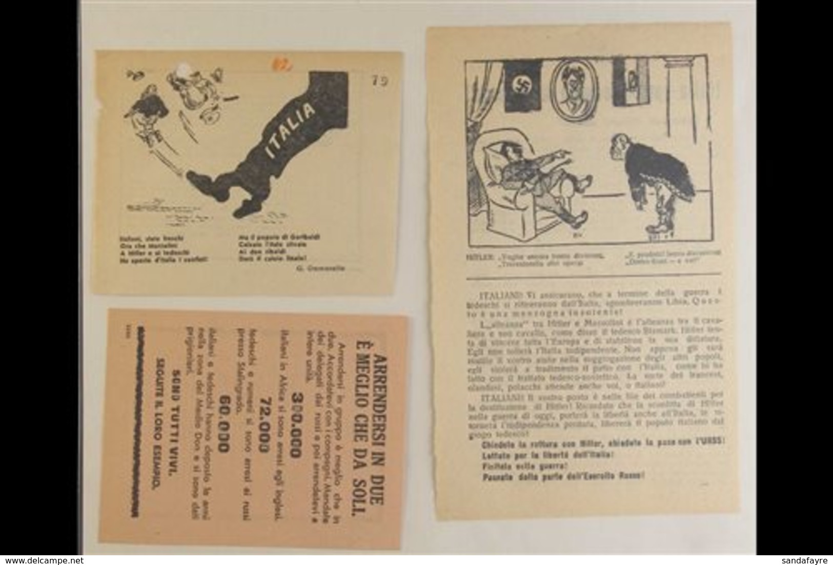 WWII SURRENDER LEAFLETS FOR THE ITALIAN ARMY IN RUSSIA 1942-1943 Interesting Collection Of All Different Printed Propaga - Other & Unclassified