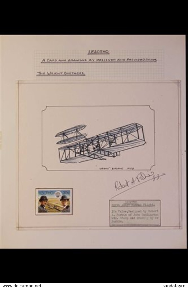 AIRCRAFT ARTWORK From Lesotho 1983 Bicentenary Of Manned Flight, Preparatory Drawings By Robert A. Parkin Of John Waddin - Unclassified