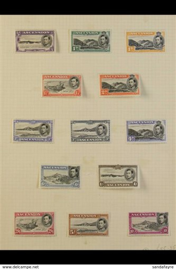 1938-53 The Complete KGVI Pictorial Set With All Perf And Colour Changes, SG 38/47b, Very Fine First Hinge Mint On Old A - Ascension