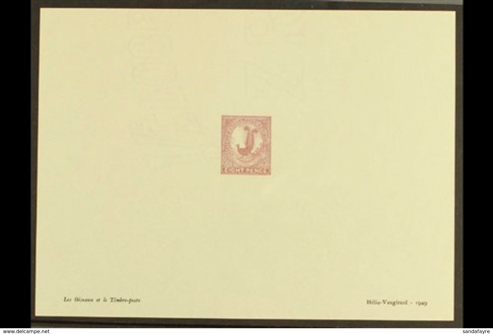 NEW SOUTH WALES 1949 Helio-Vaugirard Sample Die Proof Of The 1888-89 8d Lilac-rose "Superb Lyrebird" (SG 257, Scott 81). - Autres & Non Classés