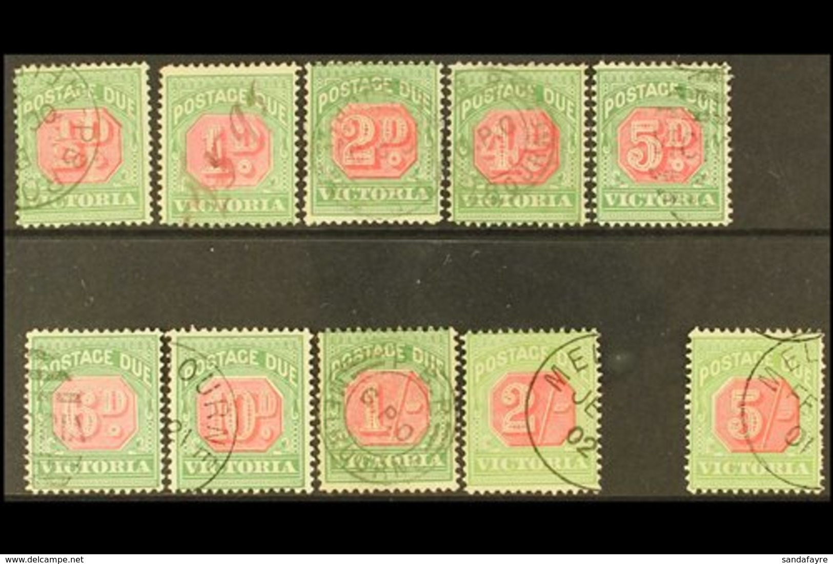 VICTORIA 1895-96 Postage Due Set, SG D11/20, Fine Used, The 10d, 2s And 5s Are Cancelled To Order. (10 Stamps) For More  - Autres & Non Classés