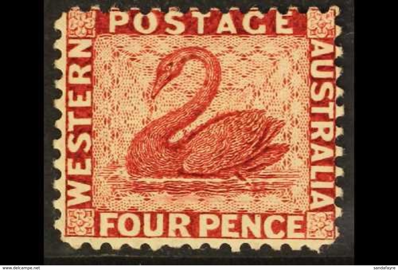 WESTERN AUSTRALIA 1882-85 4d Carmine, P12, Wmk Crown To Right Of CA, SG 84w, Very Fine Mint For More Images, Please Visi - Other & Unclassified
