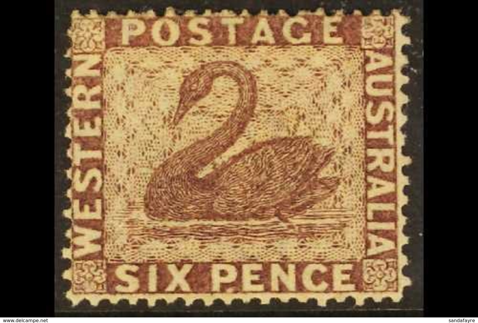 WESTERN AUSTRALIA 1861 6d Purple Brown Clean Cut Perf 14-16, SG 42, Unused & Without Gum. Lovely! For More Images, Pleas - Sonstige & Ohne Zuordnung