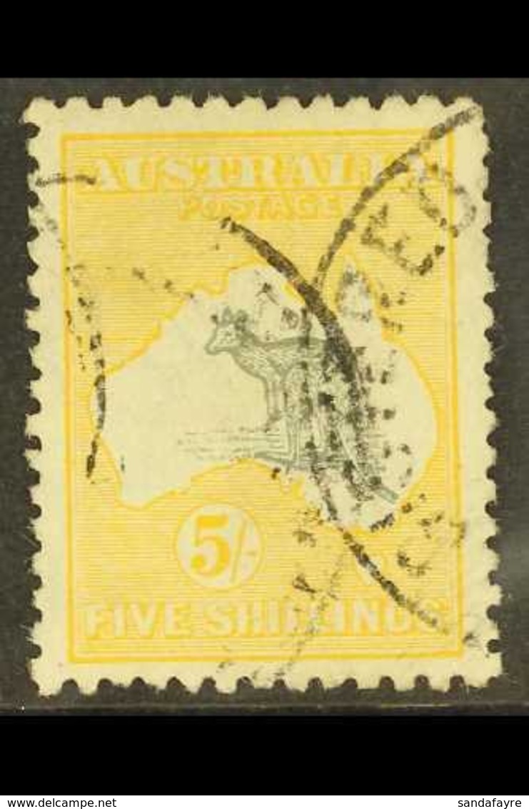 1915 5s Grey And Yellow Kangaroo, 2nd Wmk, SG 30 Fine Postally Used. For More Images, Please Visit Http://www.sandafayre - Other & Unclassified