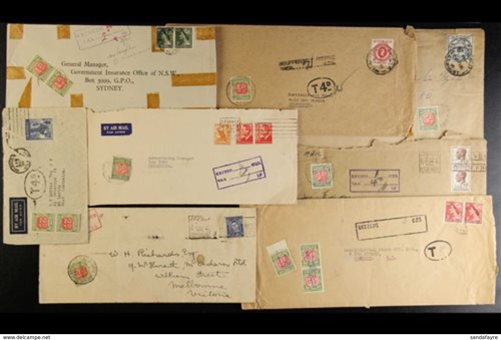 POSTAGE DUE STAMPS ON COVERS & CARDS COLLECTION 1930's-60's An Interesting Collection Of Commercial Covers, A Few Cards  - Other & Unclassified