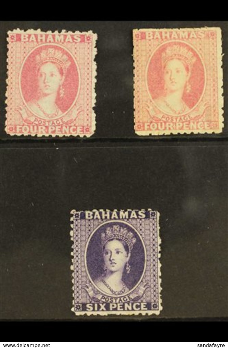 1863-77 MINT SELECTION Crown CC Watermark, Perf 12½, 4d Bright Rose (SG 26), 4d Dull Rose (SG 27) & 6d Deep Violet With  - Other & Unclassified