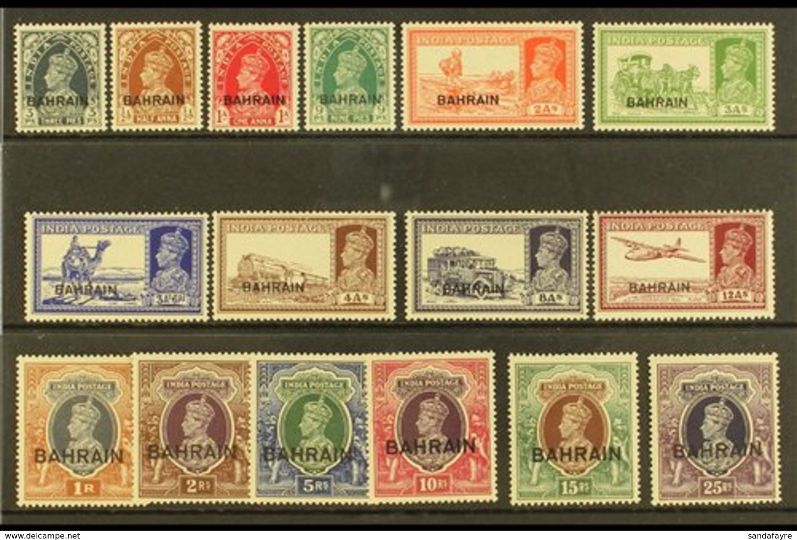 1938-41 COMPLETE KGVI Definitive Set, SG 20/37, Fine Mint (16 Stamps) For More Images, Please Visit Http://www.sandafayr - Bahrain (...-1965)