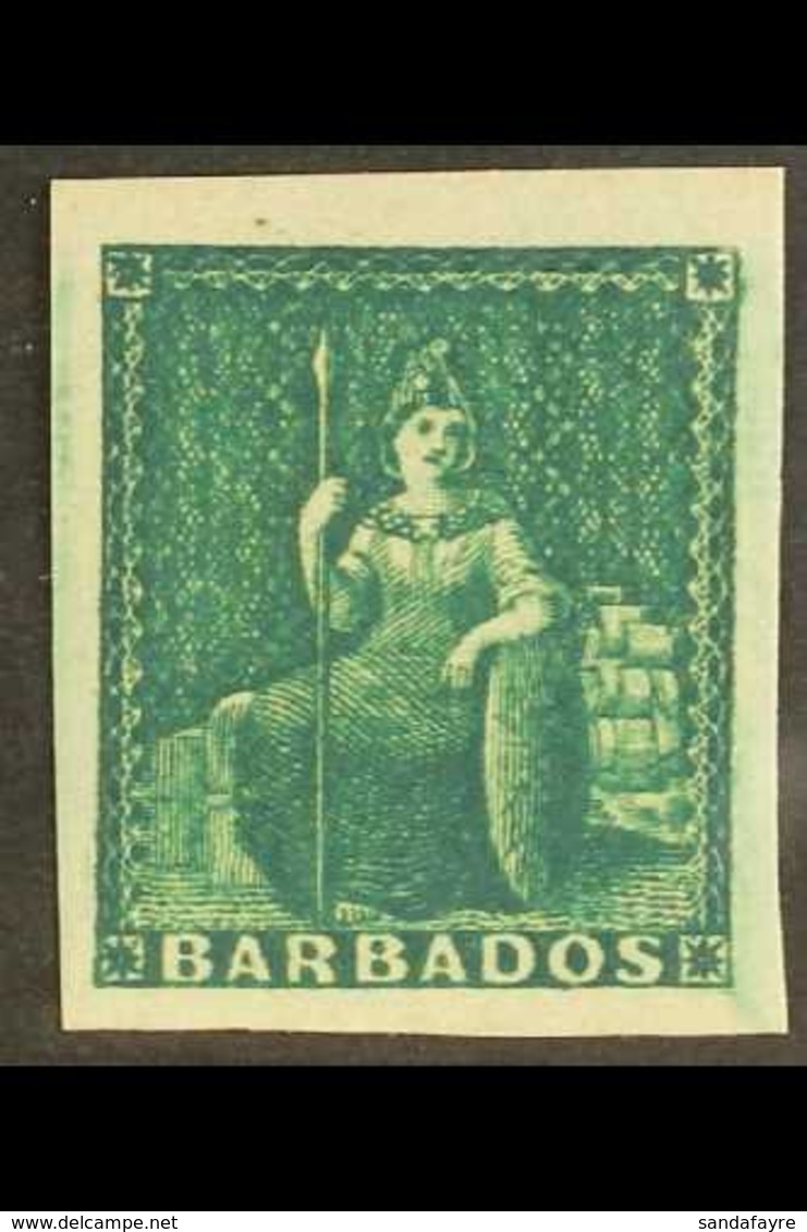 1852 (½d) Deep Green Britannia, SG 2, Superb Mint Og And Probably The Finest Copy On The Market. Breathtaking! For More  - Barbados (...-1966)