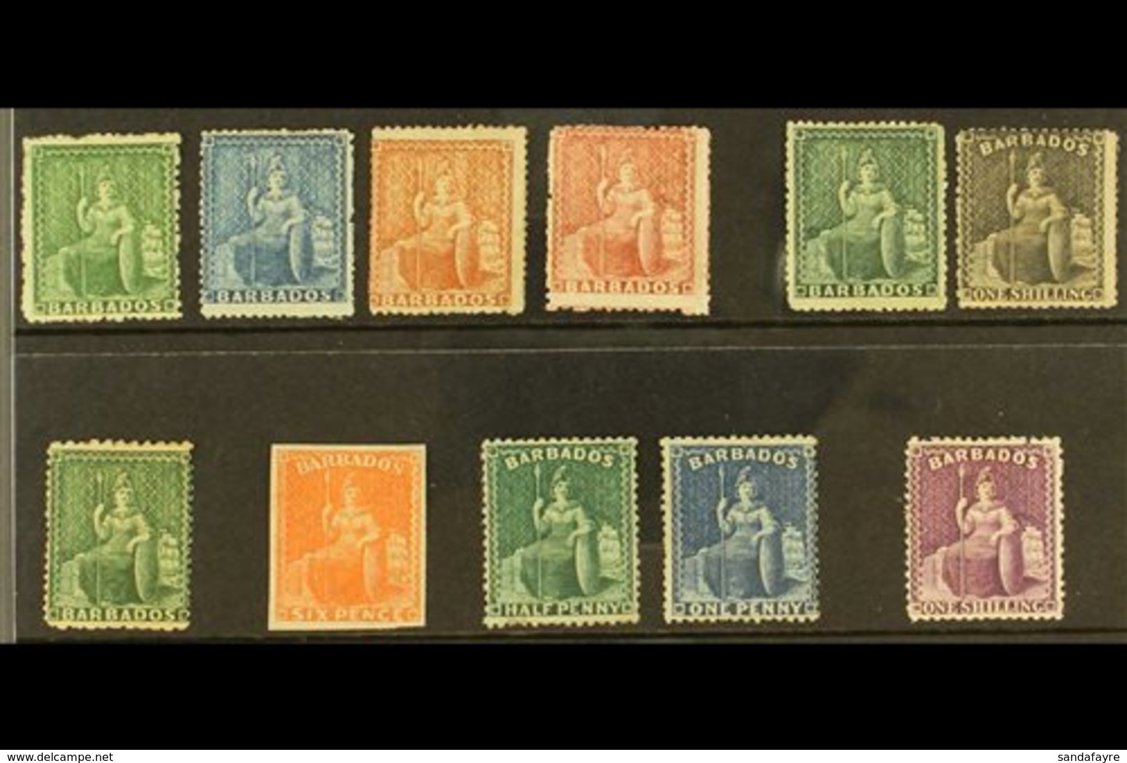 1861-1878 MINT "BRITANNIAS" Attractive Selection Comprising 1861-70 (no Wmk) ½d, 1d And 4d (2 Different Shades); 1870 (L - Barbades (...-1966)
