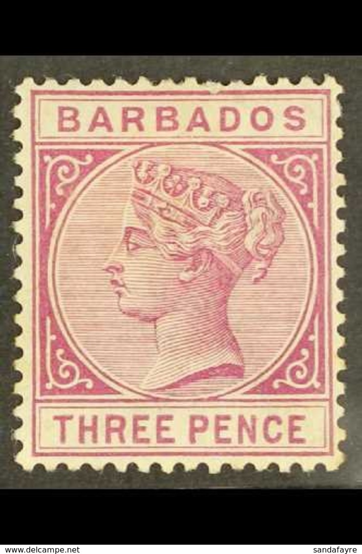 1882-86 3d Deep Purple, SG 95, Mint, Few Nibbled Perfs. For More Images, Please Visit Http://www.sandafayre.com/itemdeta - Barbados (...-1966)