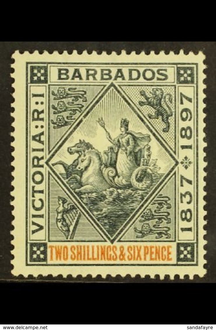 1897 2s6d Blue Black & Orange, SG 124, Mint For More Images, Please Visit Http://www.sandafayre.com/itemdetails.aspx?s=5 - Barbados (...-1966)