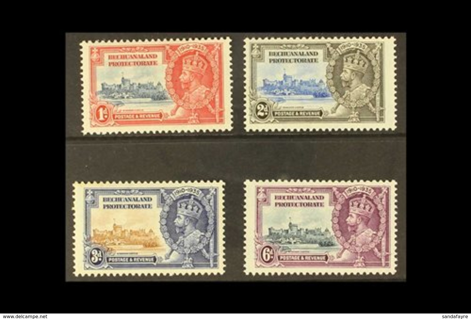 1935 Silver Jubilee Set Complete Each Showing "EXTRA FLAGSTAFF", SG 111a/114a, Very Fine Mint (4 Stamps) For More Images - Other & Unclassified