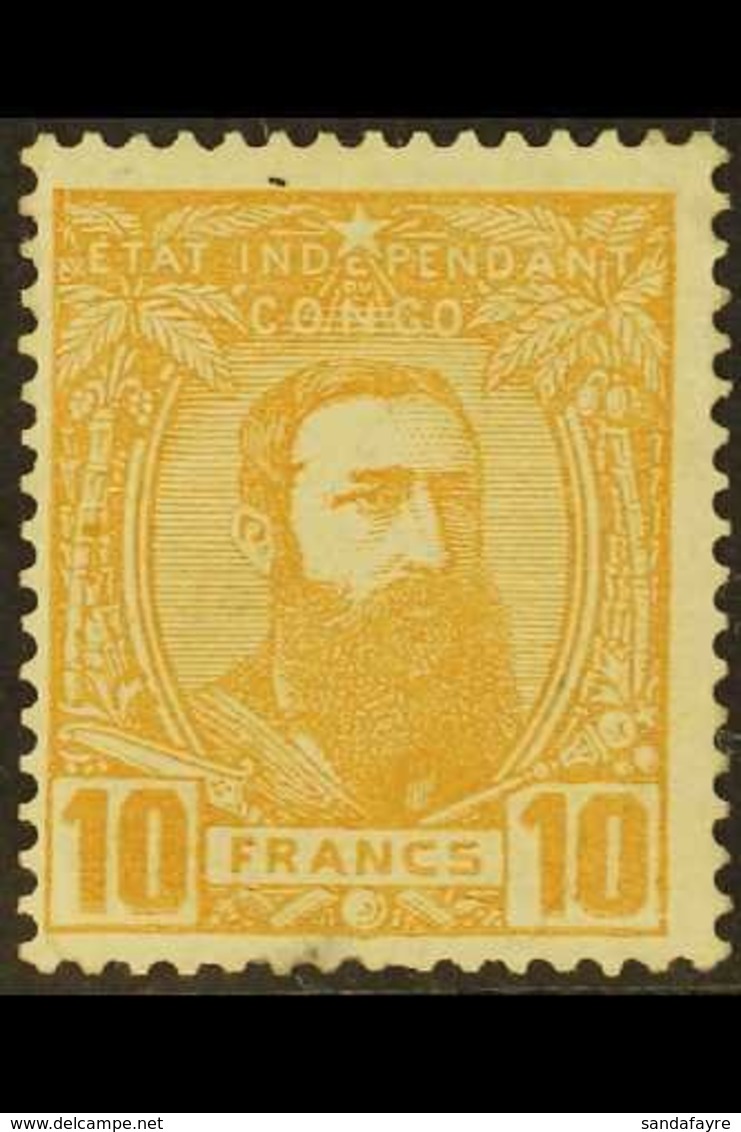 BELGIAN CONGO 1887-91 10Fr Yellow-ochre, COBB CP13, SG 14, Small Thin At Base, Otherwise Fine Mint. For More Images, Ple - Autres & Non Classés