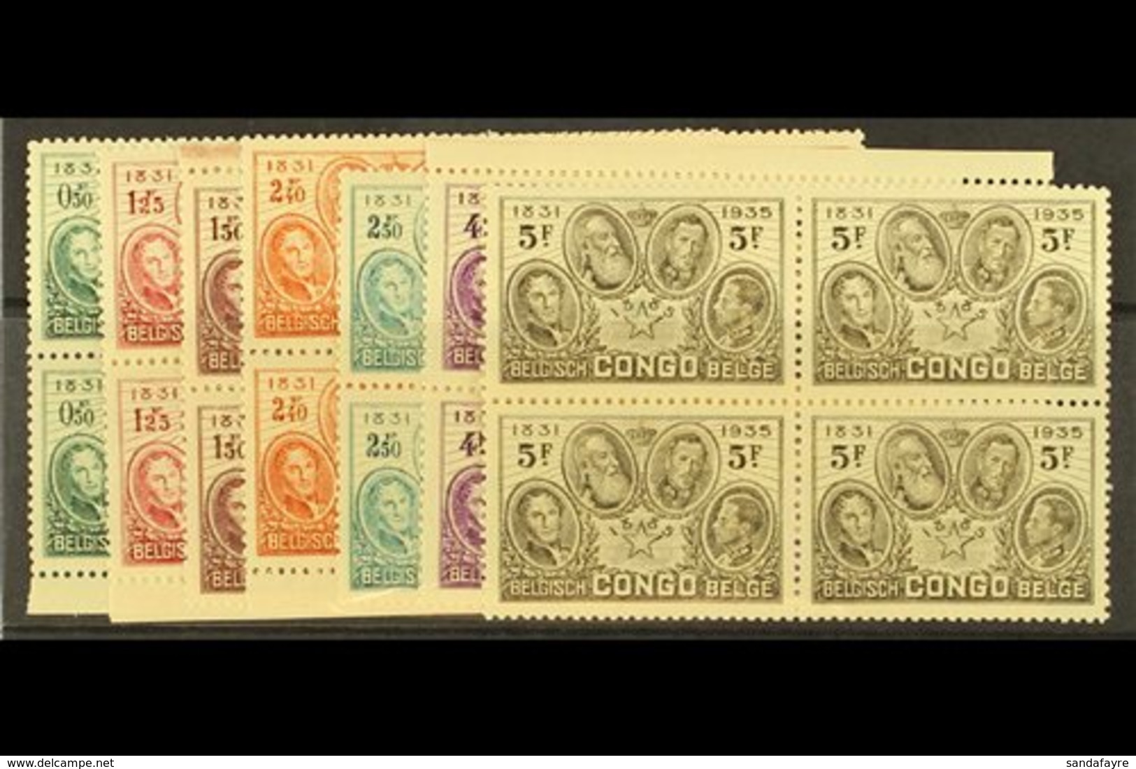 BELGIAN CONGO 1935 50th Anniversary Set, COB 185/191, Never Hinged Mint Blocks Of Four. (28 Stamps) For More Images, Ple - Autres & Non Classés