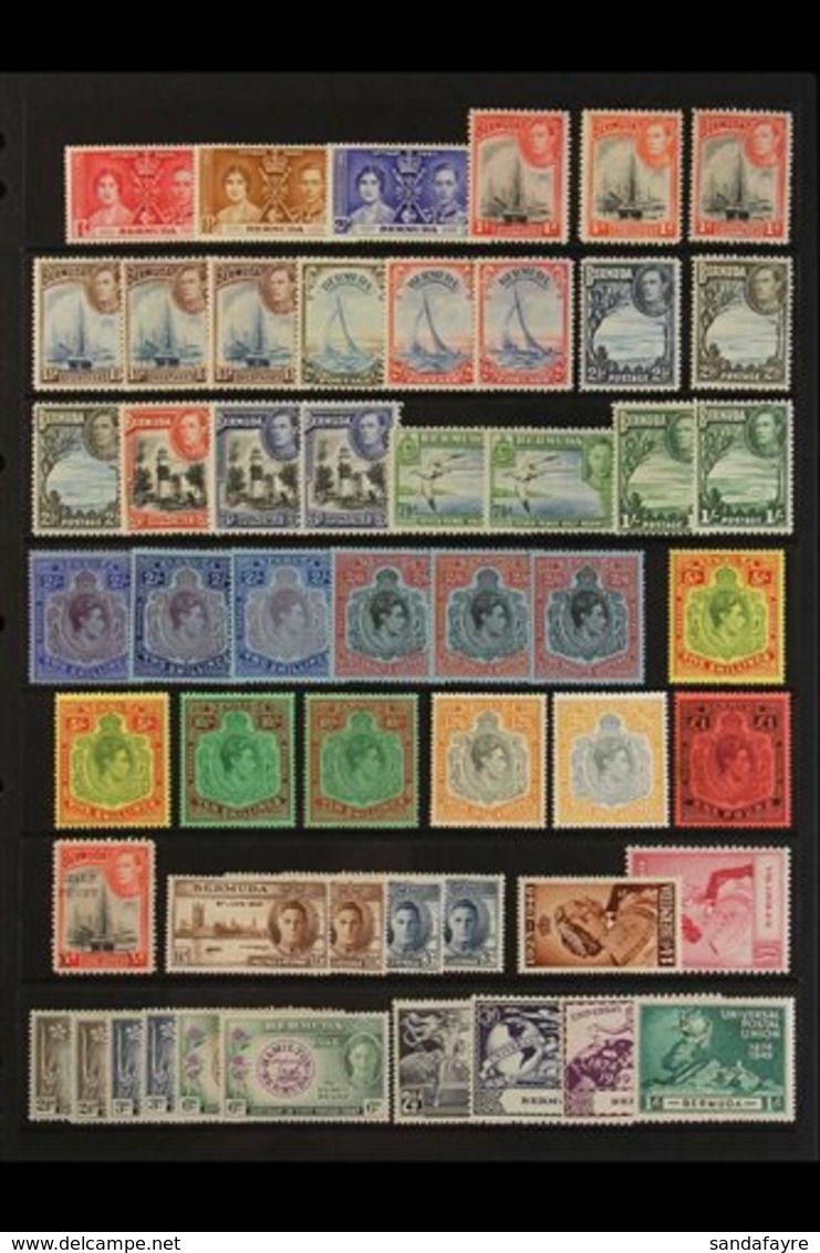 1937-51 KGVI MINT COLLECTION. A Delightful, Very Fine Mint Collection Presented On A Stock Page. We See A Complete "Basi - Bermuda