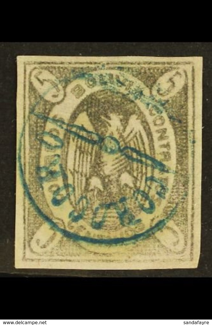 1867-68 5c Violet Condor (Scott 3, SG 10b), Fine Used With Nice Circular "Corocoro" Postmark In Blue, Four Large Margins - Bolivia