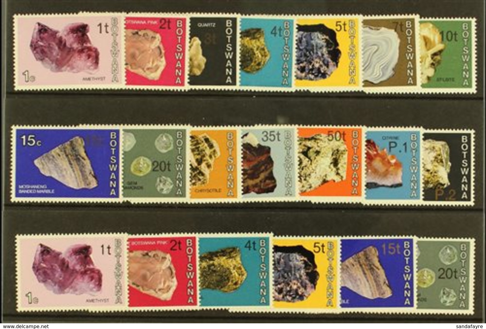 1976-7 Minerals Surcharges, Complete Sets Of Type I & II Ovpts (not Incl. Scarce Pretoria Ovpts), SG 367/80, 367a/75a, N - Botswana (1966-...)