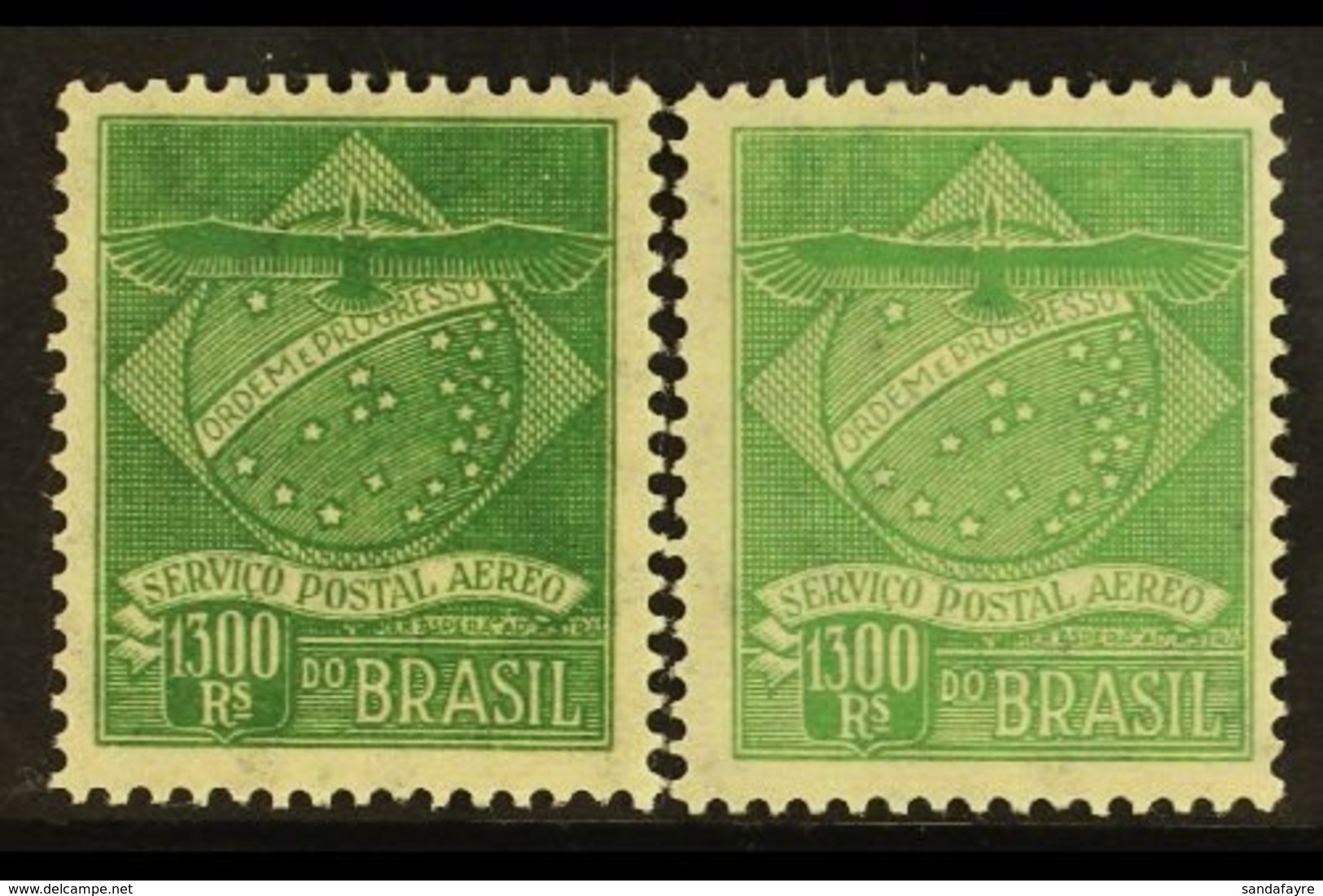 PRIVATE AIR COMPANY LOCAL STAMPS CONDOR SYNDICATE 1927 1300r Green & 1300r Pale Green (1937 Printing) Both Without 'Synd - Other & Unclassified