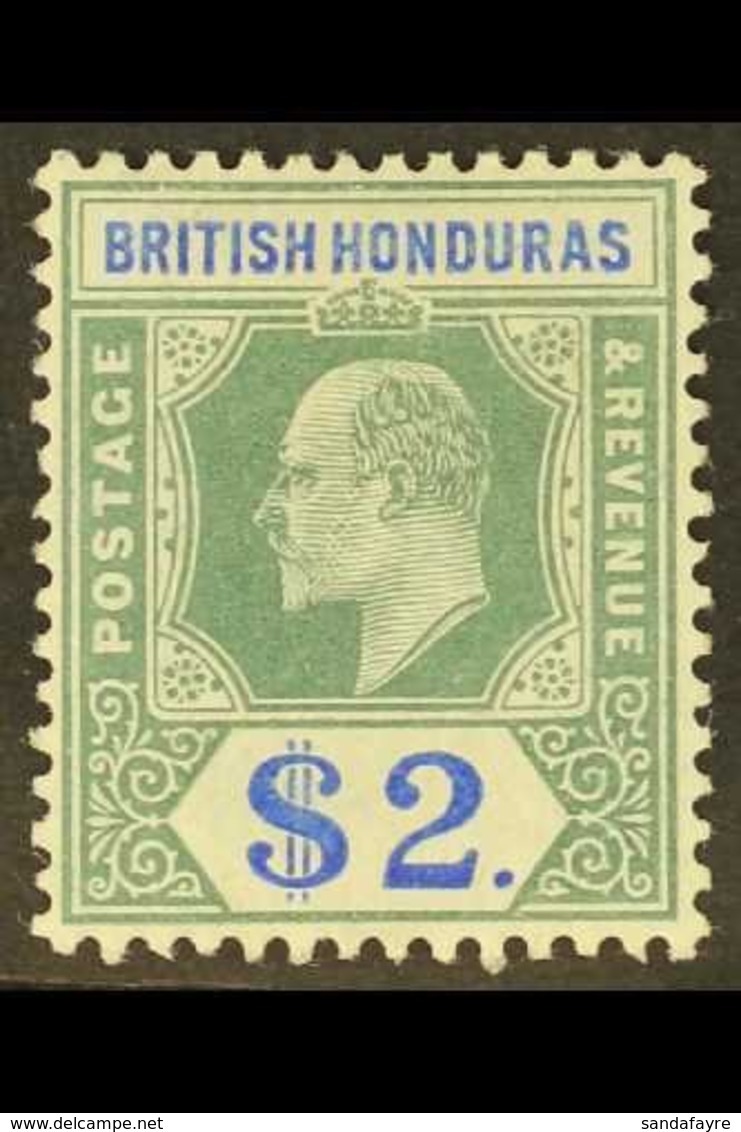 1904-07 $2 Green & Ultramarine, SG 92, Very Fine Mint For More Images, Please Visit Http://www.sandafayre.com/itemdetail - Brits-Honduras (...-1970)