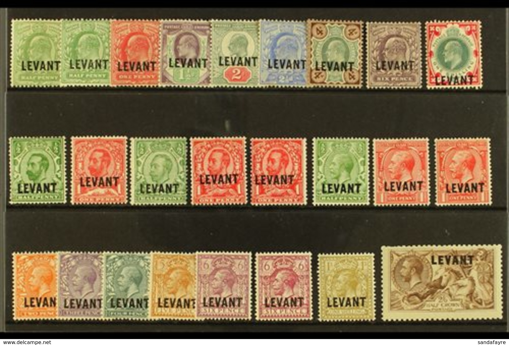 BRITISH CURRENCY 1905-21 MINT COLLECTION. An Attractive, All Different Mint "LEVANT" Opt'd Group That Includes 1905-12 R - British Levant