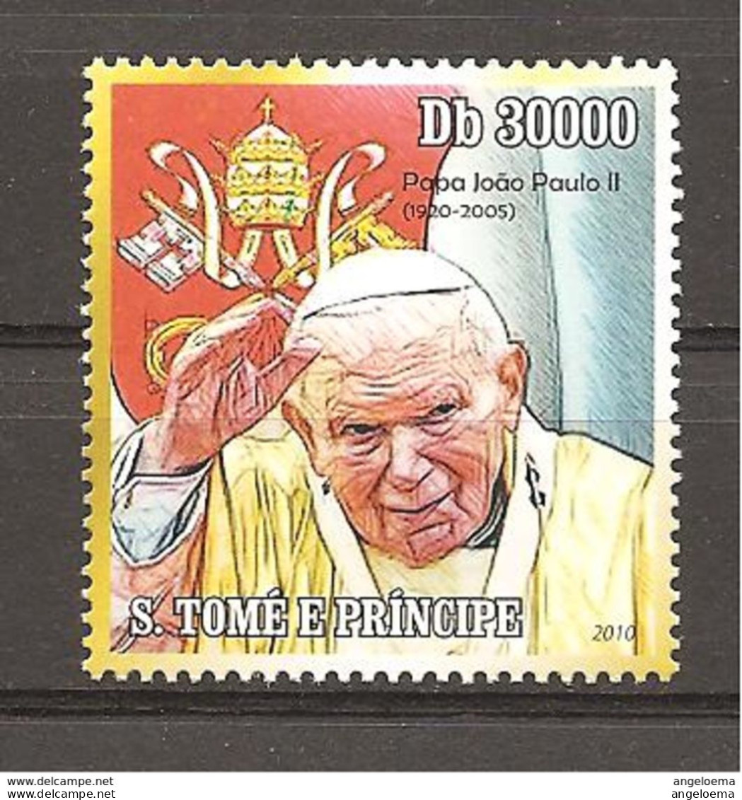 S.TOME'& PRINCIPE - 2010 90° Anniv. Nascita Pope Papa GIOVANNI PAOLO II 1v.  Nuovi** MNH - Päpste