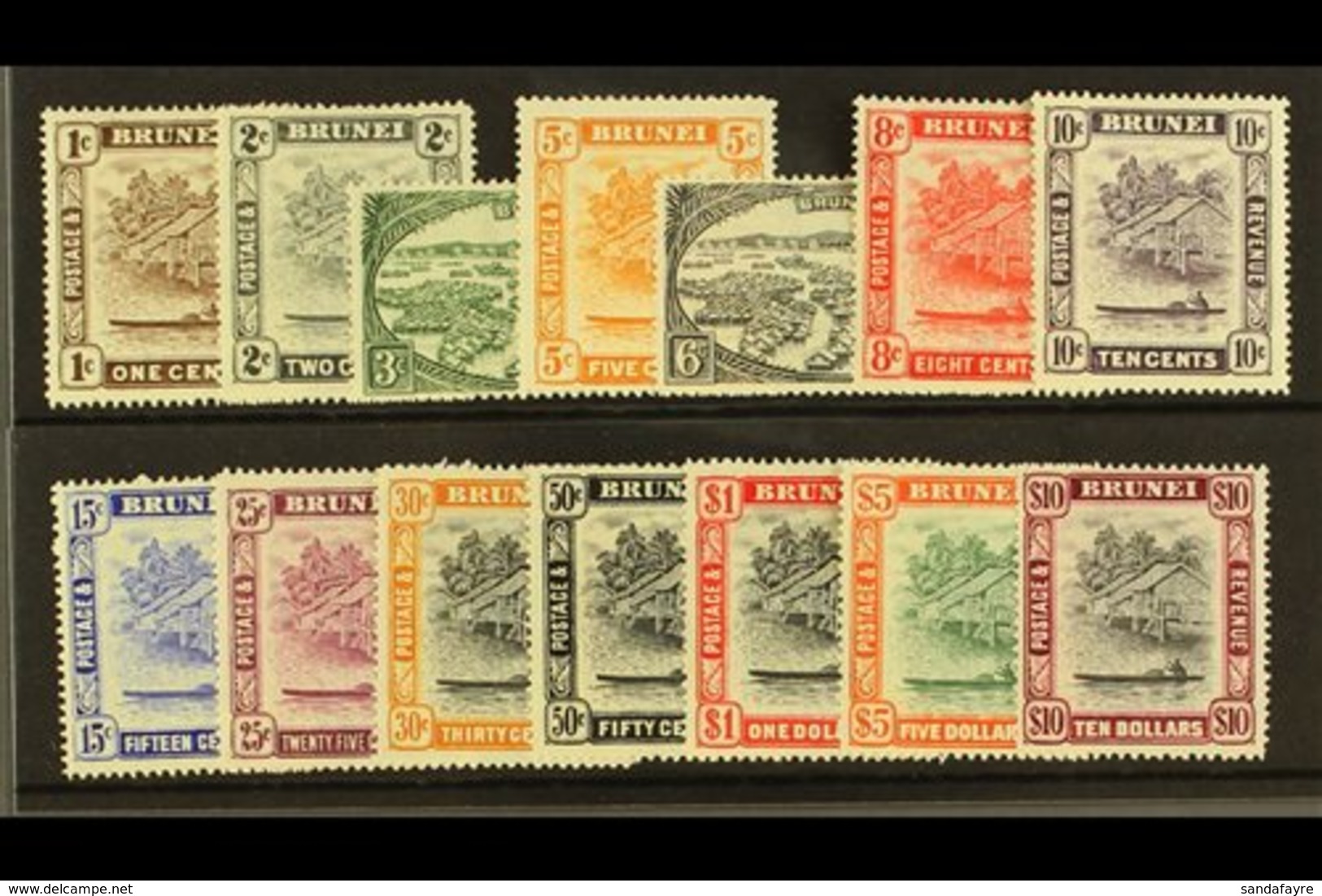 1947 Brunei River Set, New Colours, Complete, SG 79/92, Very Fine And Fresh Mint. (14 Stamps) For More Images, Please Vi - Brunei (...-1984)
