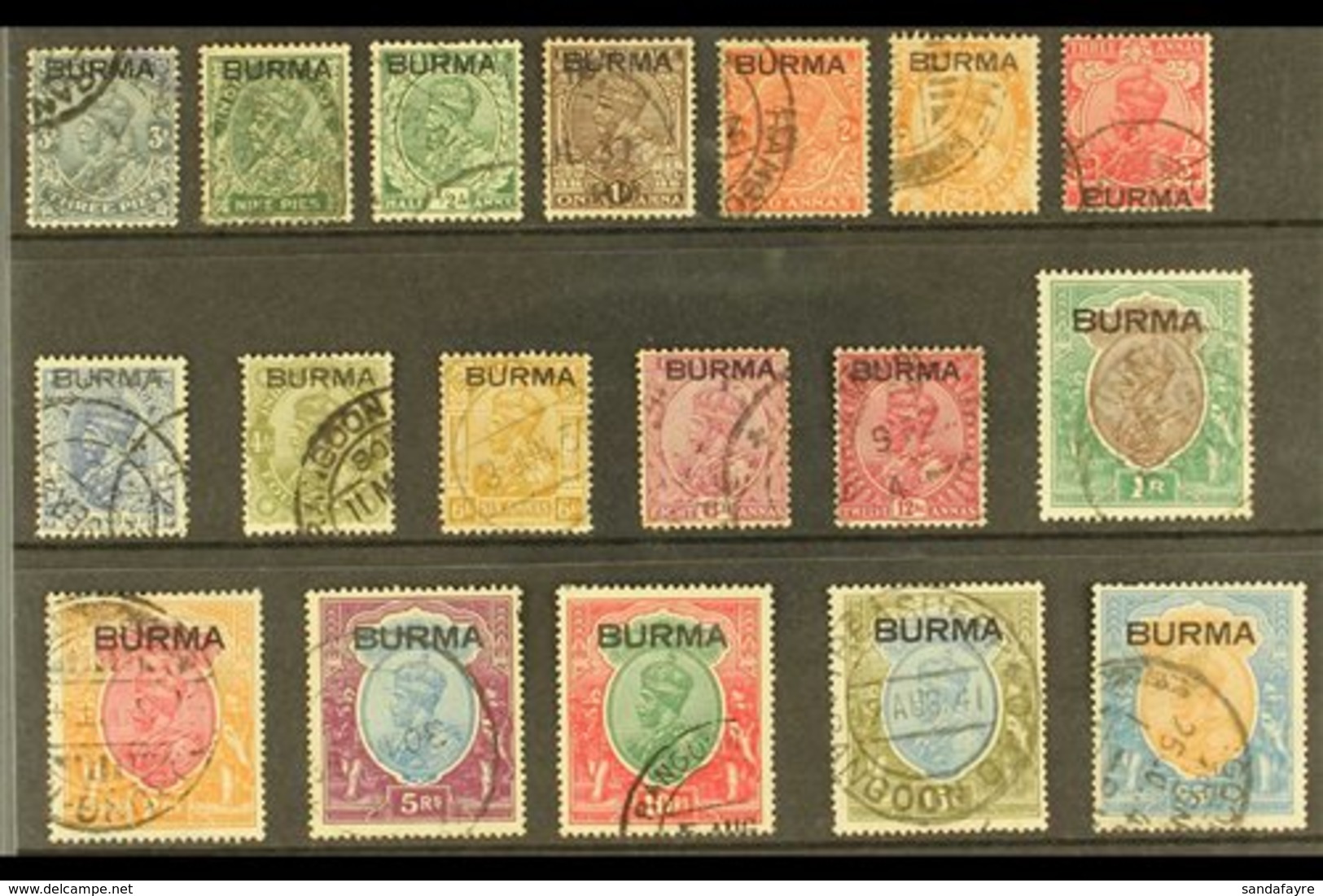 1937 King George V Overprinted Set Complete, SG 1/18, Very Fine Used, 25r With A Couple Of Short Perfs (18 Stamps) For M - Burma (...-1947)