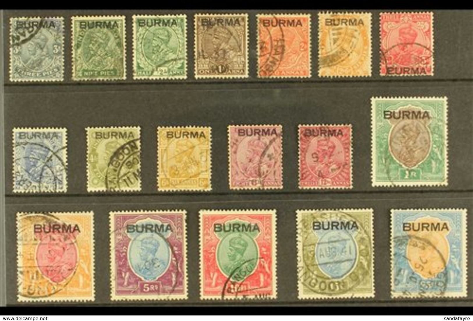 1937 King George V Overprinted Set Complete, SG 1/18, Very Fine Used, 25r With A Couple Of Short Perfs (18 Stamps) For M - Birmanie (...-1947)