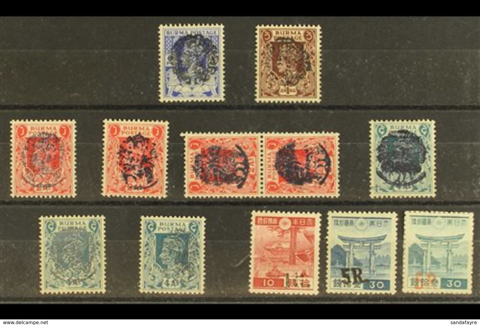 1942 Japanese Occupation Overprints / Surcharges, A Small Mint Selection From The Alan Meech Collection Including Milo R - Birmania (...-1947)