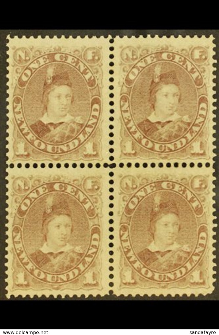 1880 - 82 1c Dull Grey Brown, Prince Of Wales, SG 44, Superb Mint Block Of 4, Large Part Og. For More Images, Please Vis - Other & Unclassified