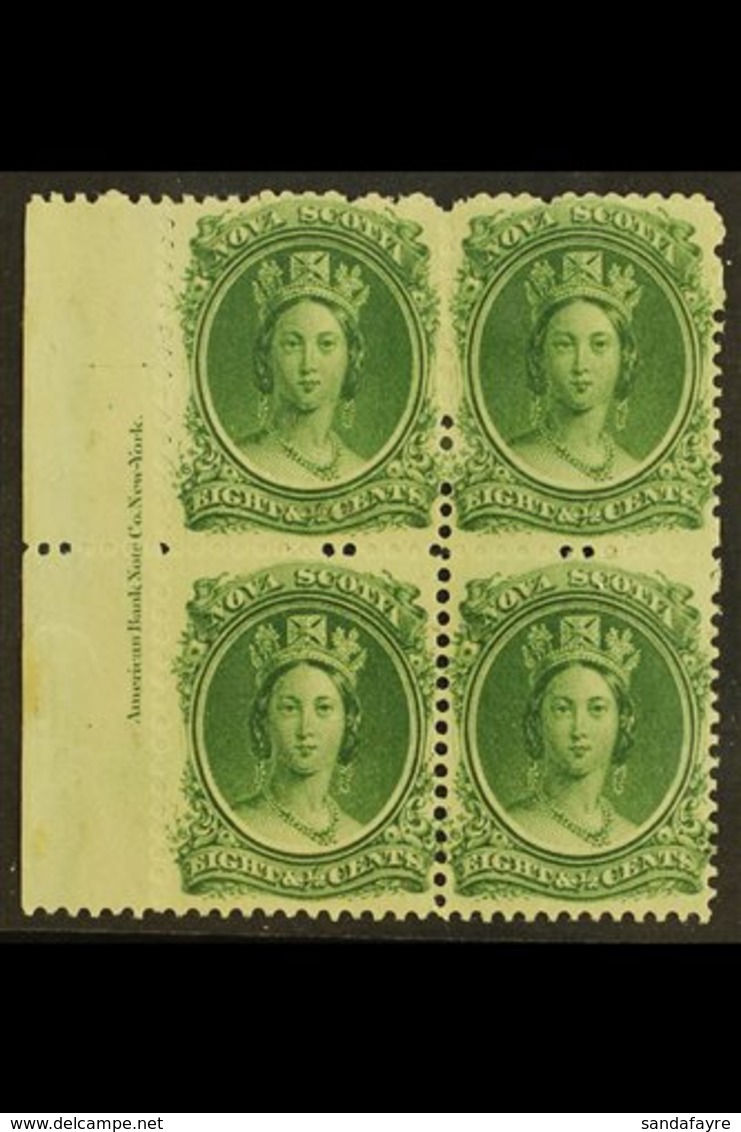 1860-63 8½c Deep Green White Paper, SG 26, Fine Mint Left Marginal IMPRINT BLOCK Of 4, Fresh. (4 Stamps) For More Images - Other & Unclassified