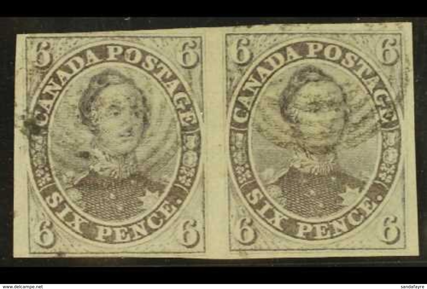 1851 6d Slate Violet "Prince Albert", On Laid Paper, SG 2, Horizontal Pair With Good To Large Margins, With Full Origina - Other & Unclassified