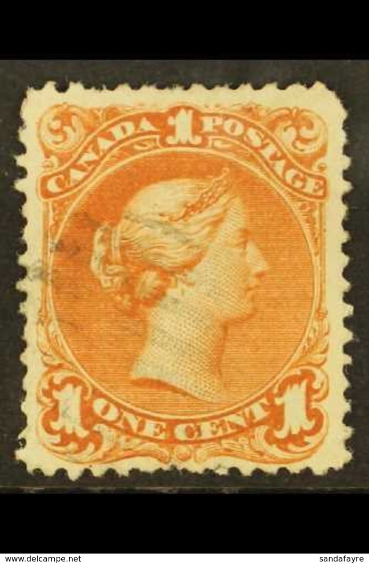 1868 1c Red-brown Large Queen On Watermarked Paper, SG 55b, Clear "M", Neat Barred Cancel, Few Shorter Perfs.  For More  - Other & Unclassified