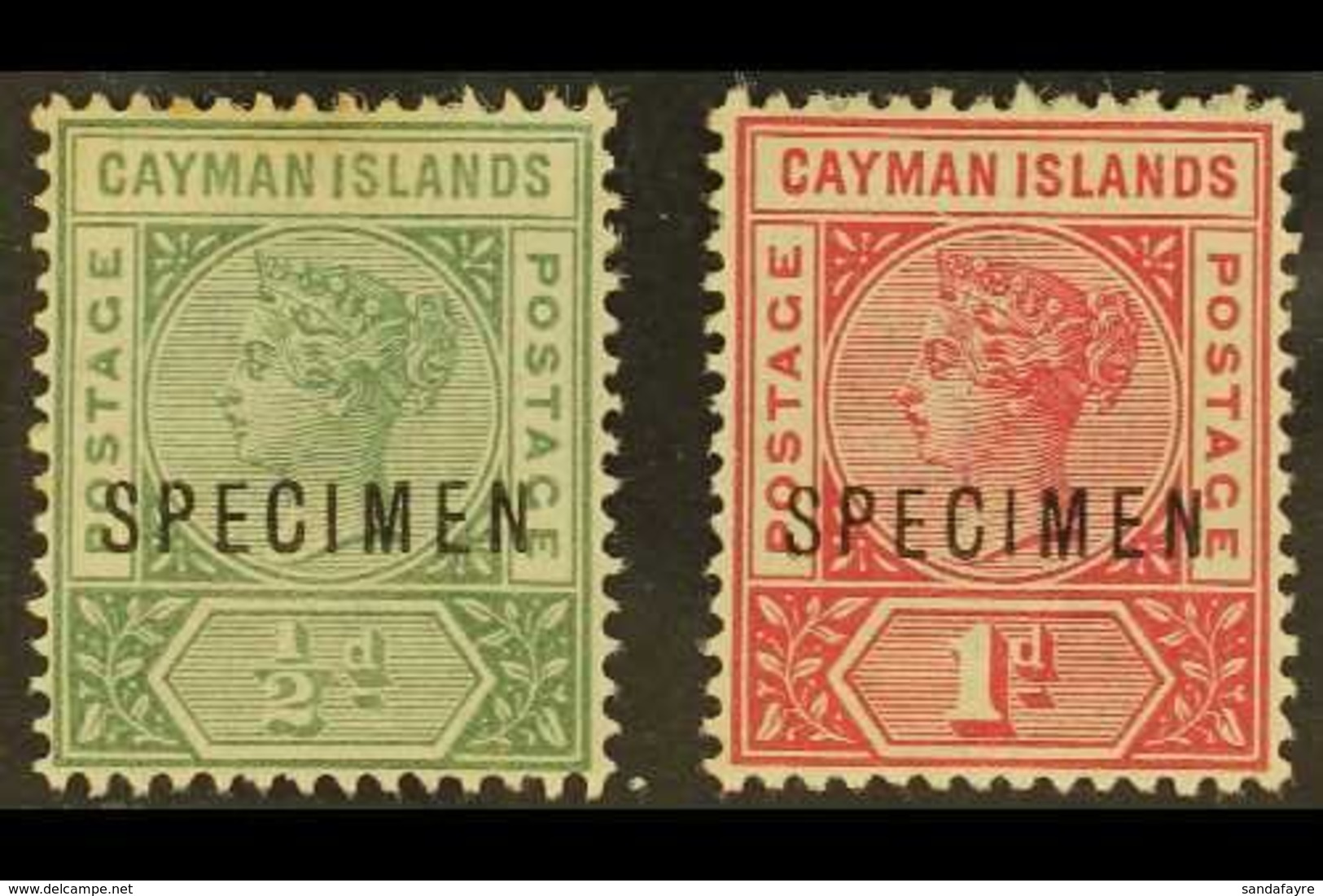 1900 QV ½d & 1d Ovptd "SPECIMEN," SG 1s/2s, ½d Toned, Mint (2 Stamps). For More Images, Please Visit Http://www.sandafay - Cayman Islands