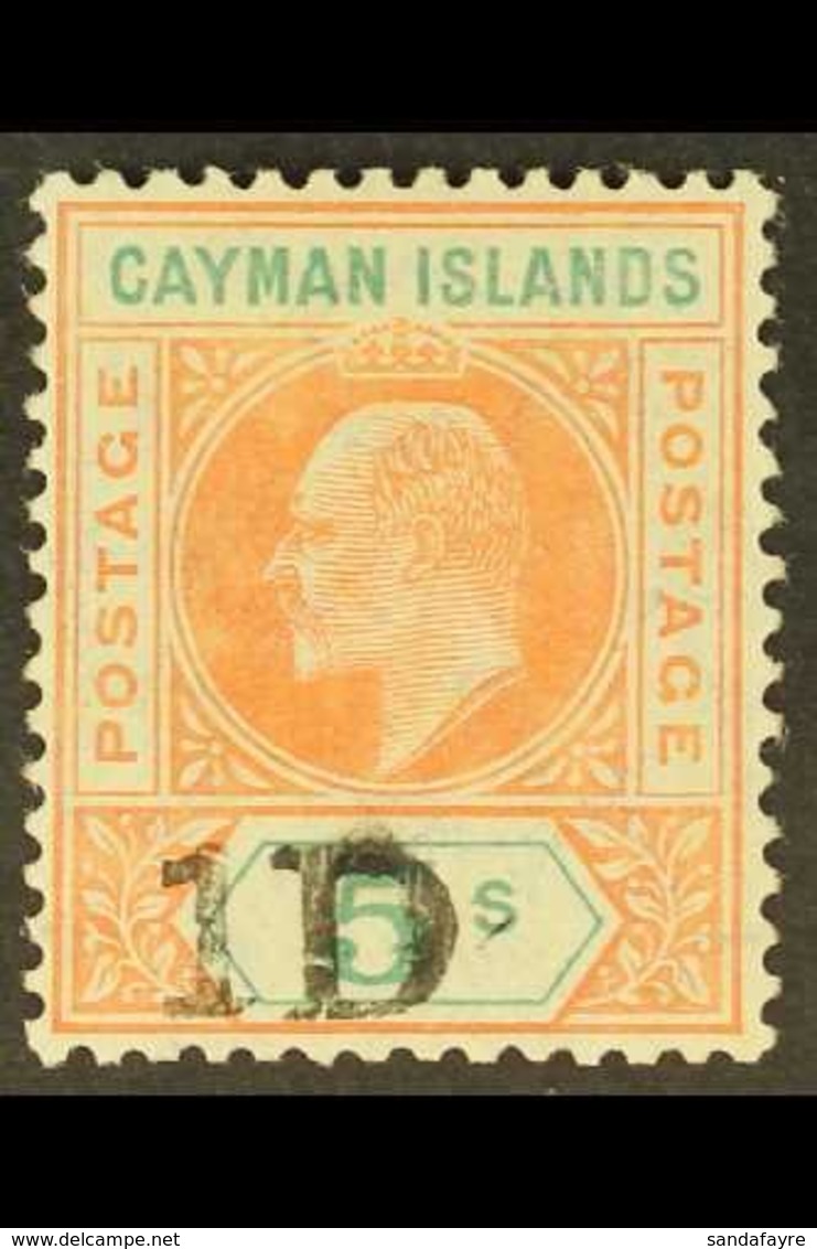 1907 1d On 5s Salmon & Green Surcharge, SG 19, Very Fine Mint, Fresh. For More Images, Please Visit Http://www.sandafayr - Cayman Islands