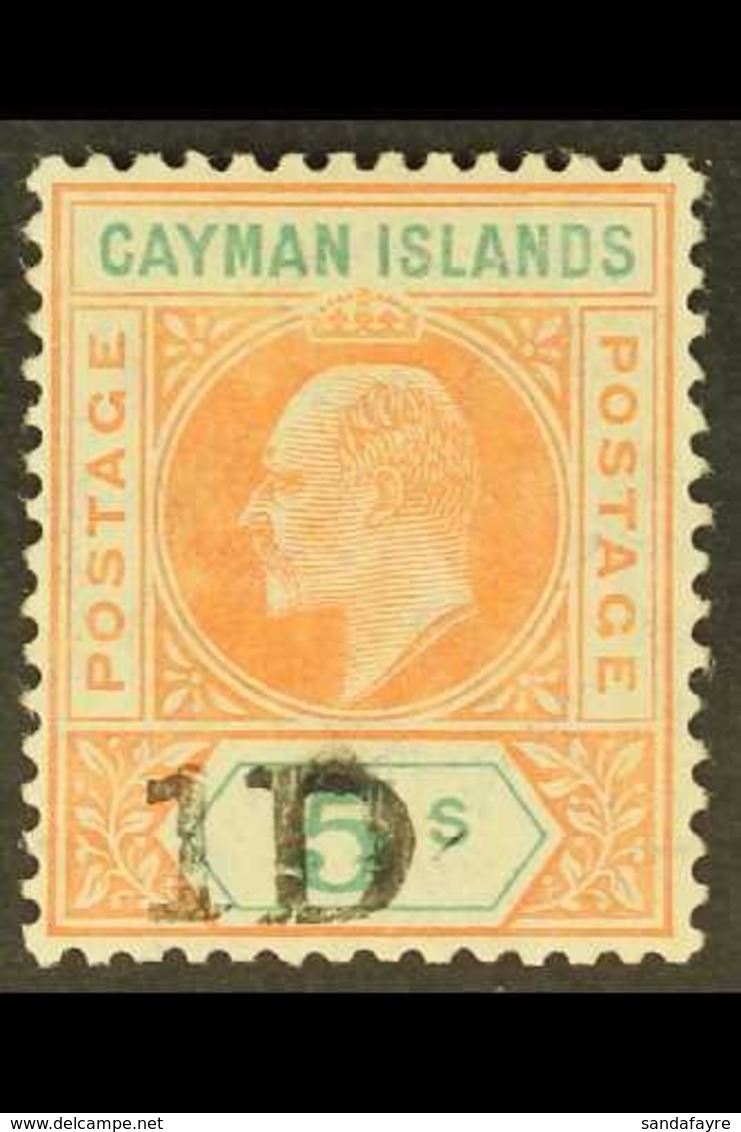 1907 1d On 5s Salmon & Green Surcharge, SG 19, Very Fine Mint, Fresh. For More Images, Please Visit Http://www.sandafayr - Iles Caïmans