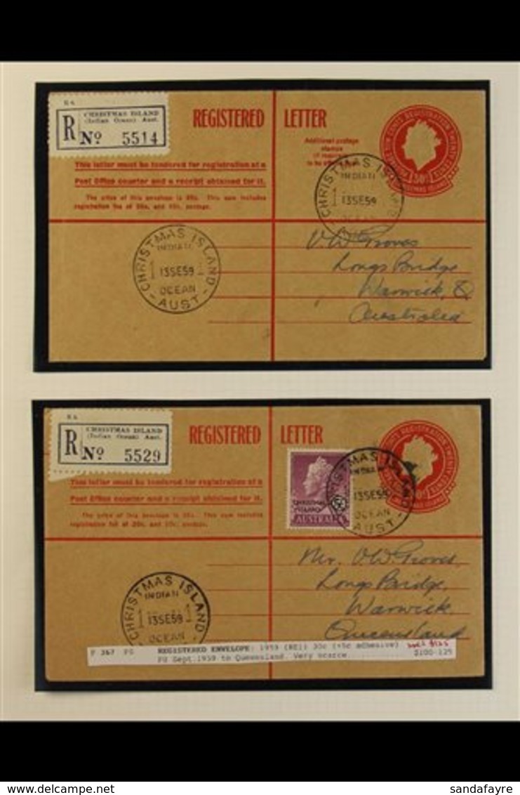 POSTAL STATIONERY - REGISTERED ENVELOPES 1959-1974 Very Fine Used Collection. With 30c Envelopes (12) Used Between 1959  - Christmas Island