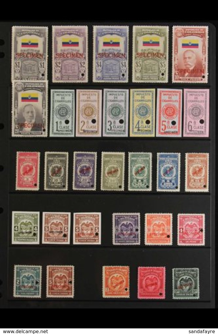 REVENUE STAMPS - SPECIMEN Never Hinged Mint Duplicated Accumulation Of Revenue Stamps With Values To 20 Pesos, Overprint - Colombia