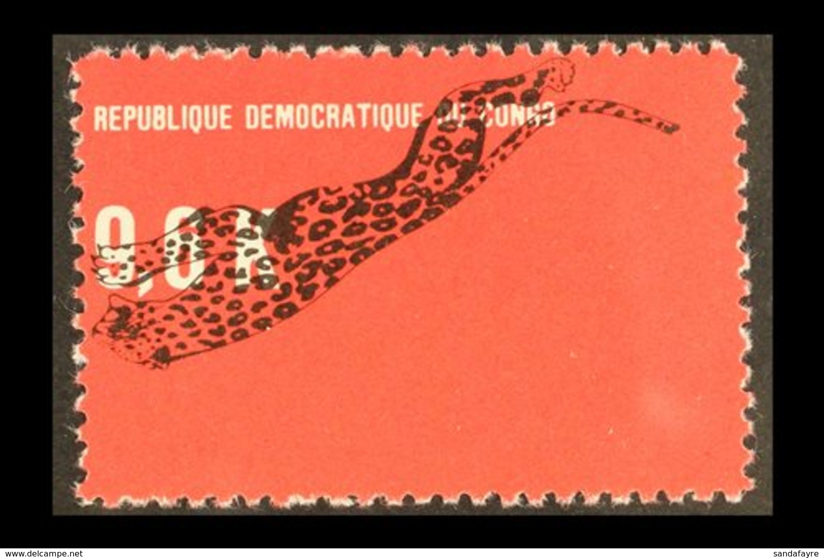 1968 9.6k Black On Scarlet LEOPARD INVERTED, SG 656a, Never Hinged Mint. Rarely Seen. For More Images, Please Visit Http - Sonstige & Ohne Zuordnung